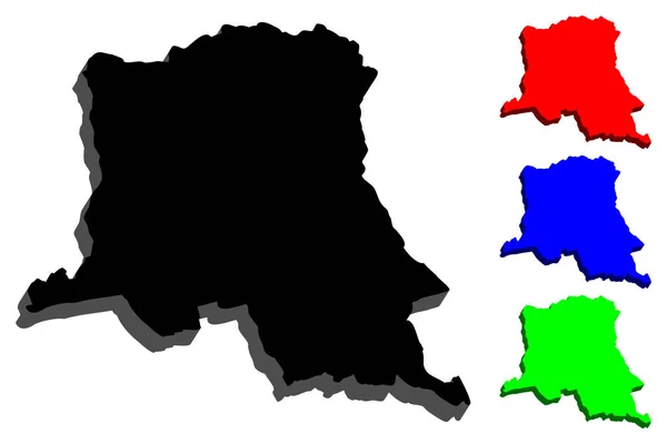 Mapa República Democrática Del Congo Congo Rdc Congo Kinshasa Negro — Archivo Imágenes Vectoriales