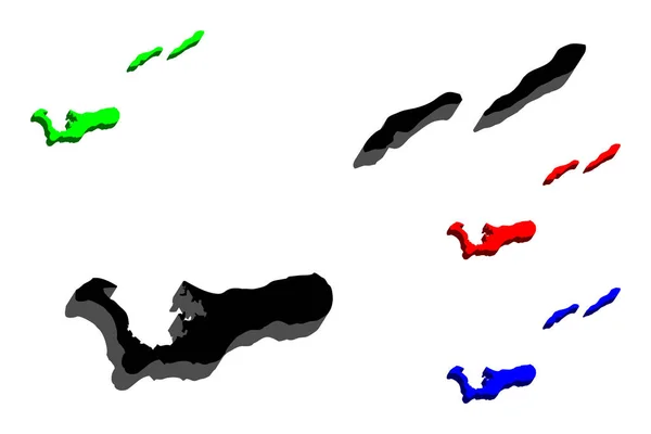 Mapa Las Islas Caimán Negro Rojo Azul Verde Ilustración Vectorial — Vector de stock