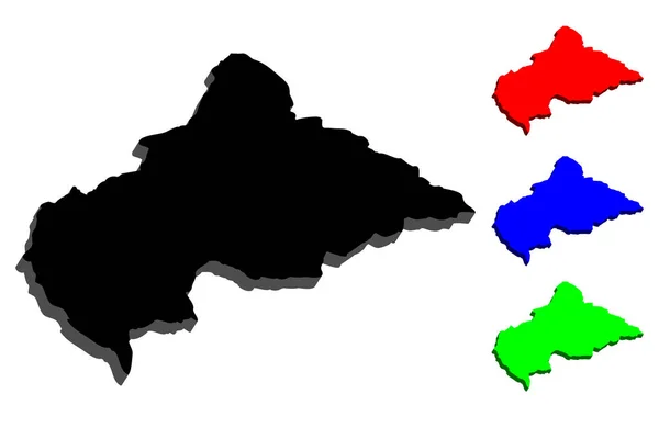 Karte Der Zentralafrikanischen Republik Auto Schwarz Rot Blau Und Grün — Stockvektor