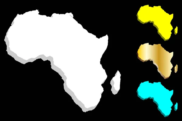 Mapa Continente Africano Branco Dourado Azul Amarelo Ilustração Vetorial — Vetor de Stock