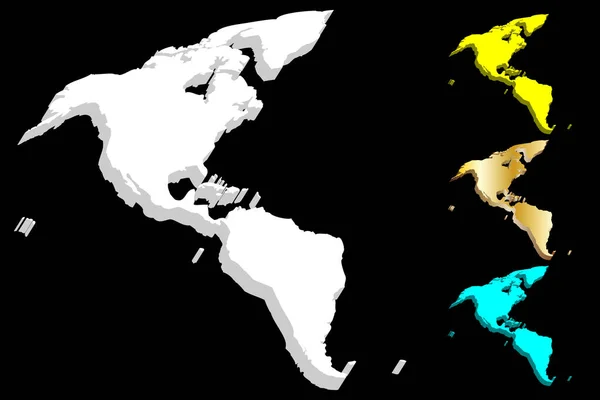 Mappa Del Continente Sud Nord America Bianco Oro Blu Giallo — Vettoriale Stock