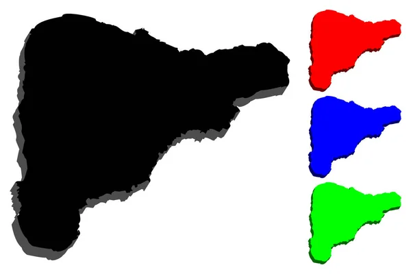 Mapa Velikonoční Ostrov Rapa Nui Černé Červené Modré Zelené Vektorové — Stockový vektor