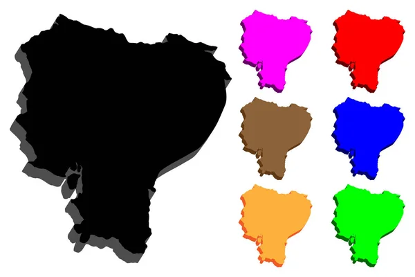 Карта Эквадора Республика Эквадор Чёрный Красный Синий Фиолетовый Коричневый Оранжевый — стоковый вектор