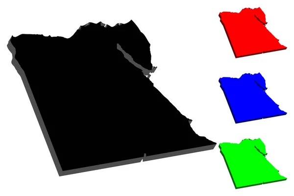 Kaart Van Egypte Arabische Republiek Egypte Zwart Rood Blauw Groen — Stockvector
