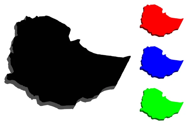 埃塞俄比亚 埃塞俄比亚联邦民主共和国 非洲之角 的地图 蓝色和绿色 矢量插图 — 图库矢量图片