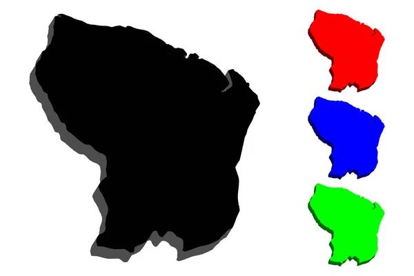 Mapa Guayana Francesa Negro Rojo Azul Verde Ilustración Vectorial — Vector de stock