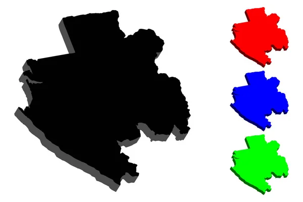 Carte Gabon République Gabonaise Noir Rouge Bleu Vert Illustration Vectorielle — Image vectorielle