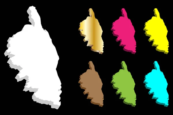 Χάρτη Της Κορσικής Γαλλική Δημοκρατία Νησιά Λευκό Μωβ Πράσινο Καφέ — Διανυσματικό Αρχείο