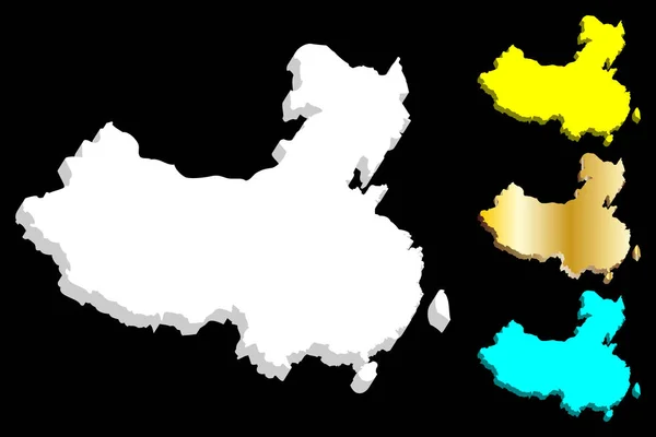 Mappa Della Cina Repubblica Popolare Cinese Rpc Bianco Giallo Blu — Vettoriale Stock