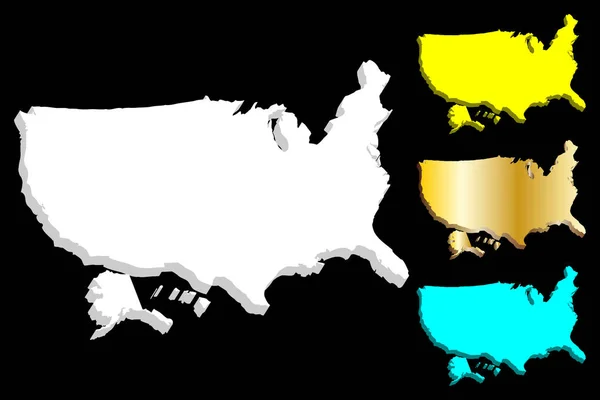 Peta Amerika Serikat Amerika Serikat Putih Biru Dan Emas Gambar - Stok Vektor