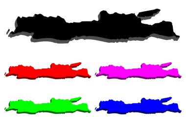 3D Java - siyah, kırmızı, mor, mavi ve yeşil - vektör çizim Haritası