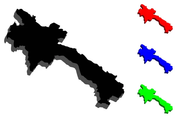Karta Laos Demokratiska Folkrepubliken Laos Muang Lao Svart Röd Blå — Stock vektor