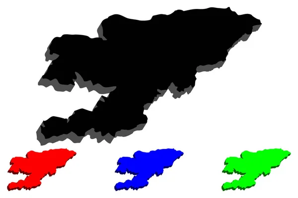 Kaart Van Kirgizië Kirgizstan Kirgizië Zwart Rood Blauw Groen Vectorillustratie — Stockvector