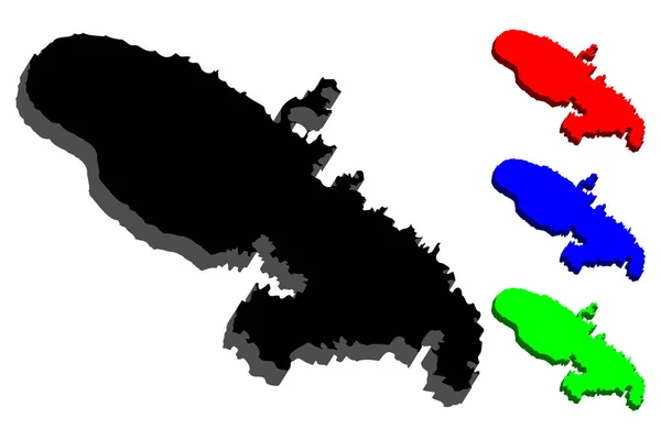 Karte Von Martinique Schwarz Rot Blau Und Grün Vektorillustration — Stockvektor