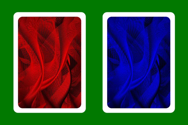 Hrací Karta Zpět Návrhy Abstraktní Čáry Kytičkový Lem Červené Modré — Stockový vektor