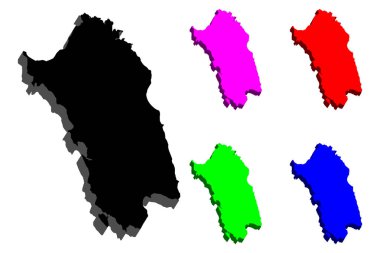 3D Sardunya (İtalya ada) - siyah, kırmızı, mor, mavi ve yeşil - vektör çizim Haritası