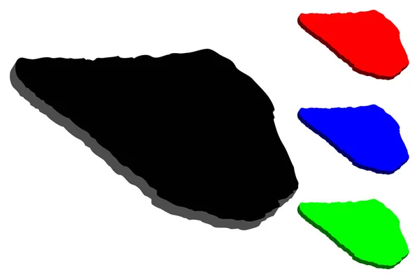 Karte Der Insel Navassa Schwarz Rot Blau Und Grün Vektorillustration — Stockvektor