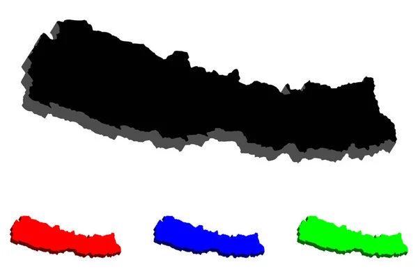 Mapa Nepal República Democrática Federal Nepal Preto Vermelho Azul Verde — Vetor de Stock