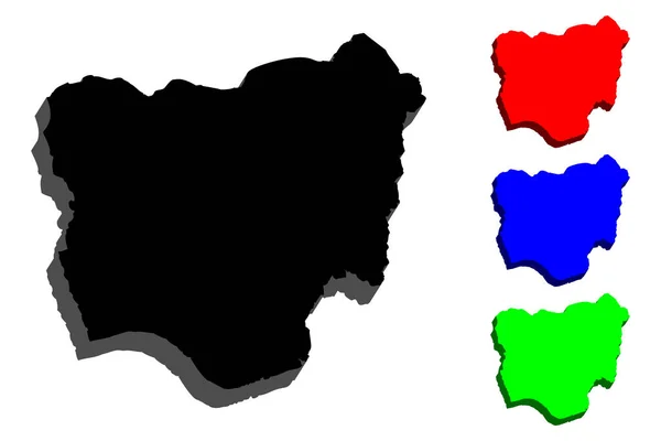 Карта Нигерии Федеративная Республика Нигерия Чёрный Красный Синий Зелёный Векторная — стоковый вектор