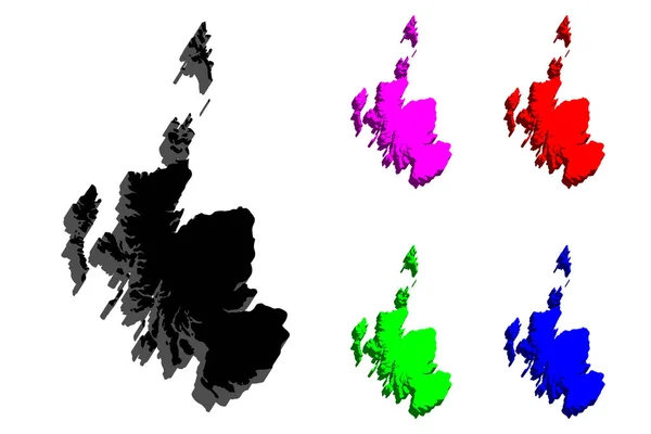 苏格兰地图 蓝色和绿色 矢量插图 — 图库矢量图片