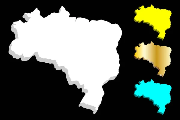 Mapa Brasil República Federativa Brasil Blanco Amarillo Azul Oro Ilustración — Vector de stock