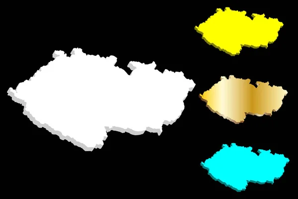 Χάρτη Της Τσεχίας Τσεχία Λευκό Κίτρινο Μπλε Και Χρυσό Διανυσματικά — Διανυσματικό Αρχείο