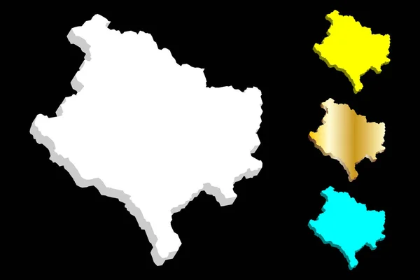 Mapa Kosovo República Kosovo Branco Amarelo Azul Dourado Ilustração Vetorial — Vetor de Stock
