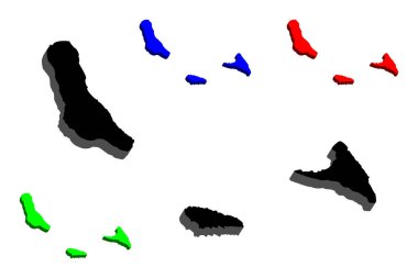 Komor Adaları (Komor Birliği) - 3D Haritası-siyah, kırmızı, mavi ve yeşil - vektör çizim