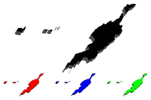Mapa Anguila Isla Del Territorio Británico Ultramar Negro Rojo Azul — Vector de stock