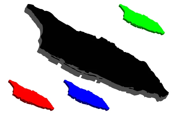 Mapa Aruba Ilha Reino Dos Países Baixos Preto Vermelho Azul — Vetor de Stock
