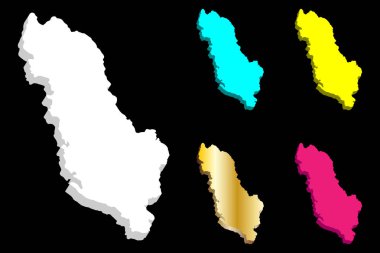 Arnavutluk (Arnavutluk Cumhuriyeti) - beyaz, mavi, mor ve altın - 3D harita illüstrasyon vektör