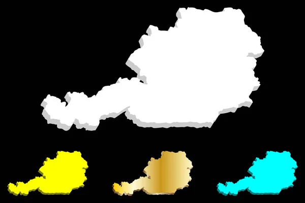 Mapa Áustria República Áustria Branco Azul Dourado Ilustração Vetorial — Vetor de Stock