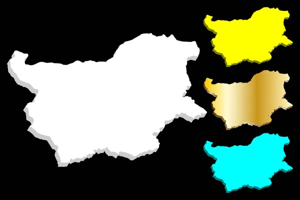 Карта Болгарии Республика Болгария Белый Синий Золотой Векторная Иллюстрация — стоковый вектор
