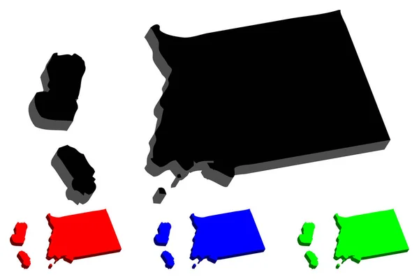 Karta Ekvatorialguinea Republiken Ekvatorialguinea Svart Röd Blå Och Grön Vektorillustration — Stock vektor
