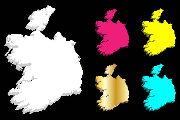 Mapa Irlandii Irlandia Biały Żółty Fioletowy Niebieski Złoty Ilustracja Wektorowa — Wektor stockowy