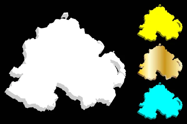 Carte Irlande Nord Blanc Jaune Bleu Illustration Vectorielle — Image vectorielle