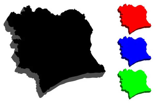 Mapa Costa Marfim Preto Vermelho Azul Verde Ilustração Vetorial — Vetor de Stock