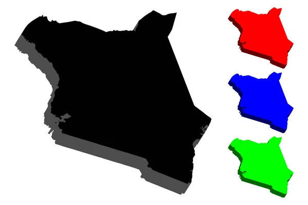 Карта Кении Республика Кения Чёрный Красный Синий Зелёный Векторная Иллюстрация — стоковый вектор
