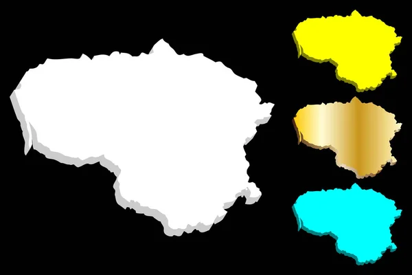 Mapa Litvy Litvy Bílá Žlutá Modrá Zlatá Vektorové Ilustrace — Stockový vektor