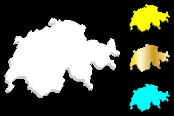 Map Switzerland Swiss Confederation White Yellow Blue Gold Vector Illustration — Stock Vector