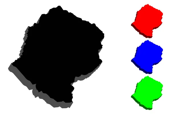 Carte Lesotho Royaume Lesotho Noir Rouge Bleu Vert Illustration Vectorielle — Image vectorielle