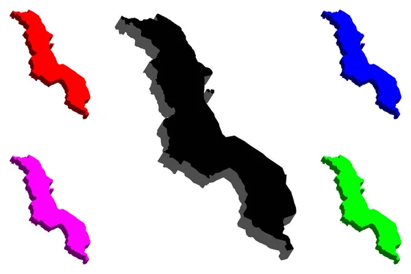 Mapa Malawi República Malawi Negro Rojo Púrpura Azul Verde Ilustración — Archivo Imágenes Vectoriales