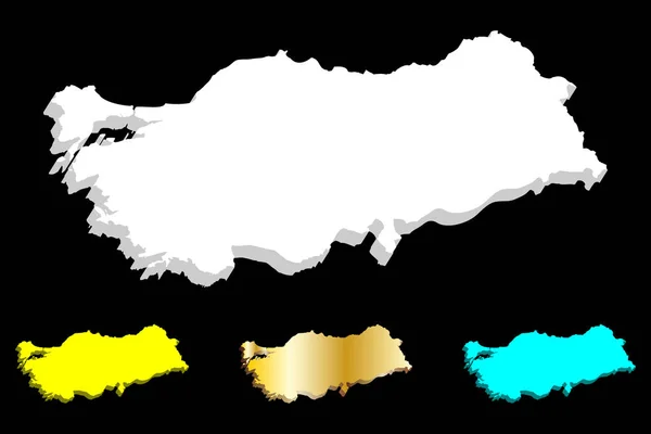 Mapa Turquia República Turquia Branco Amarelo Azul Dourado Ilustração Vetorial — Vetor de Stock
