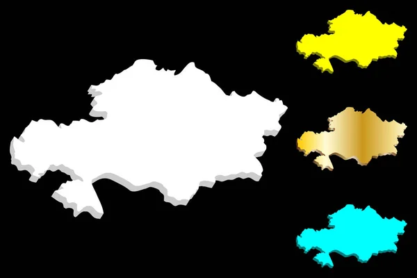 Carte Kazakhstan République Kazakhstan Blanc Jaune Bleu Illustration Vectorielle — Image vectorielle