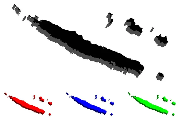 Kartta Uusi Kaledonia Erityinen Kollektiivisuus Ranska Musta Punainen Sininen Vihreä — vektorikuva