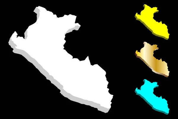 Mapa Peru República Peru Branco Amarelo Azul Dourado Ilustração Vetorial —  Vetores de Stock