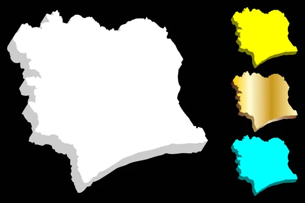 Mapa Pobřeží Slonoviny Republika Cte Diivoire Bílá Žlutá Modrá Zlatá — Stockový vektor