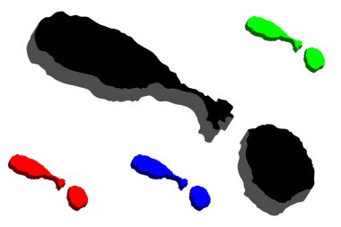 Saint Kitts ve Nevis (Federasyon Aziz Christopher ve Nevis) - 3D Haritası-siyah, kırmızı, mavi ve yeşil - vektör çizim