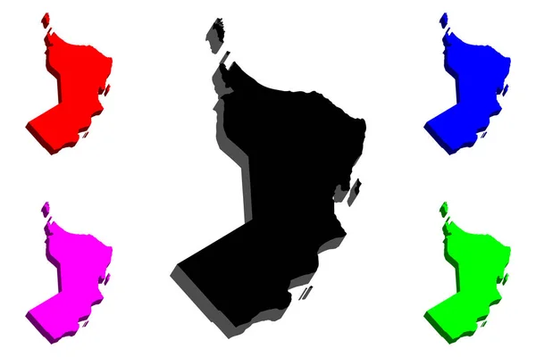 Mapa Omán Sultanato Omán Negro Rojo Púrpura Azul Verde Ilustración — Archivo Imágenes Vectoriales