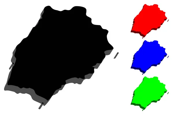 Map Saint Helena British Overseas Territory Black Red Blue Green — Stock Vector